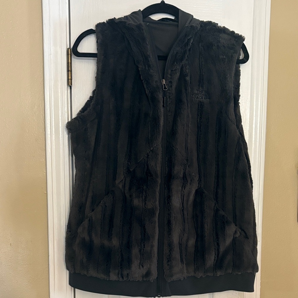 The North Face Women's Dark Gray Faux Fur Vest